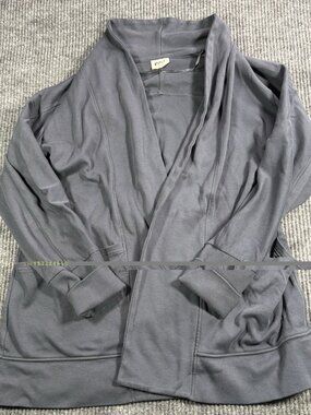 Pact Organic Cotton Airplane Wrap Cardigan Women's Large Brown Pockets